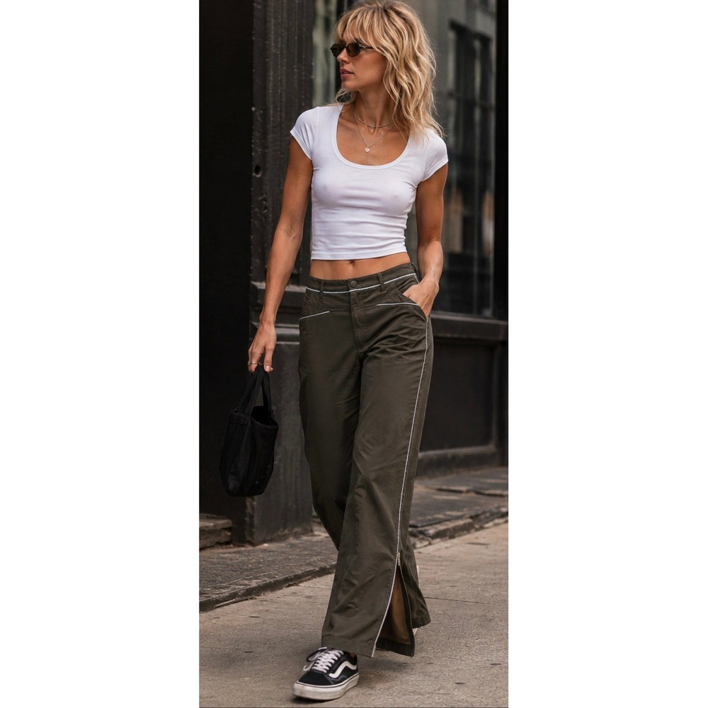 VTG Rare 90s Urban Life Olive Green Zip Side Pants. Women's Size 7. - Picture 13 of 13